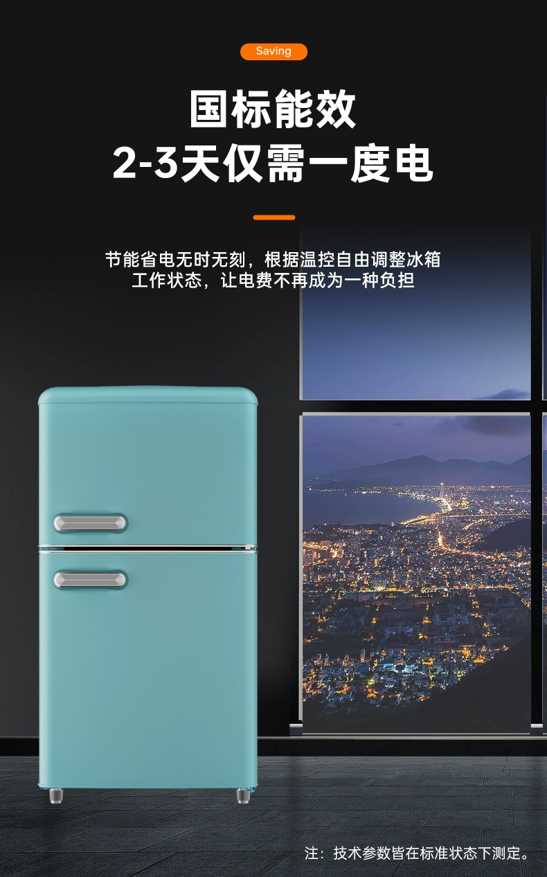 Tủ lạnh Chigo retro hộ gia đình nhỏ cửa đôi Internet Mỹ nổi tiếng tủ lạnh đông lạnh dễ thương cho thuê ký túc xá mini tủ lạnh ngang