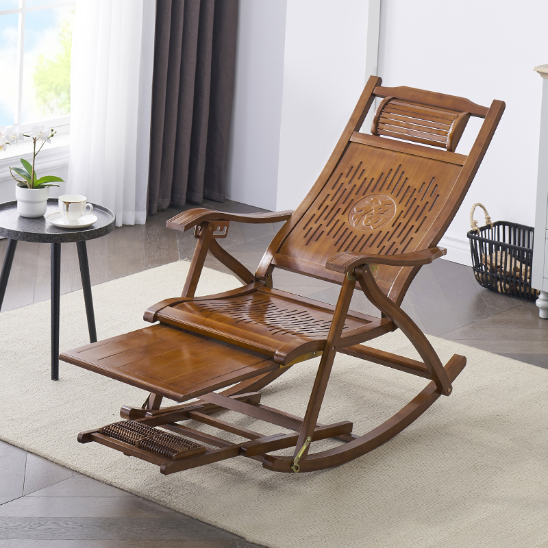 Rocking chair Home Balcony Casual Lounge Chair Bamboo Rocking Chair Adults Afternoon Nap Old Man Rocking Chair