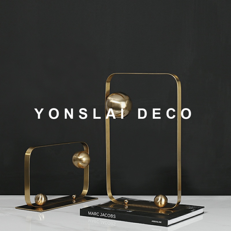 Modern model room light luxury stainless steel material soft decoration living room desktop creative TV cabinet home decoration