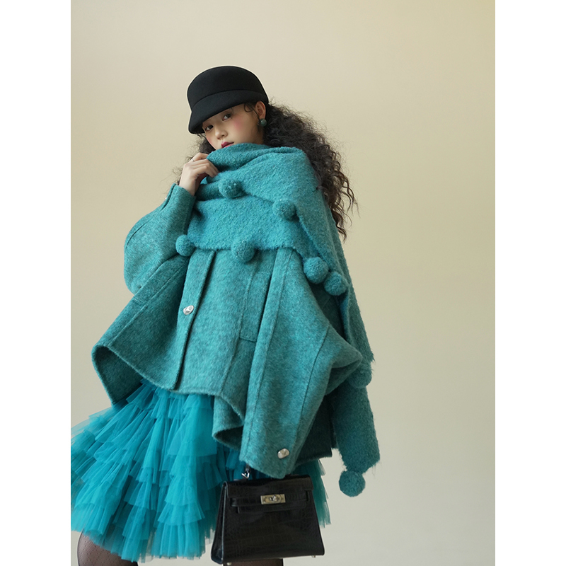 Aconiconi｜Sydney Coast Sheep Wool Rabbit Fur Mulberry Silk Loose Fit Double-Sided Wool Coat