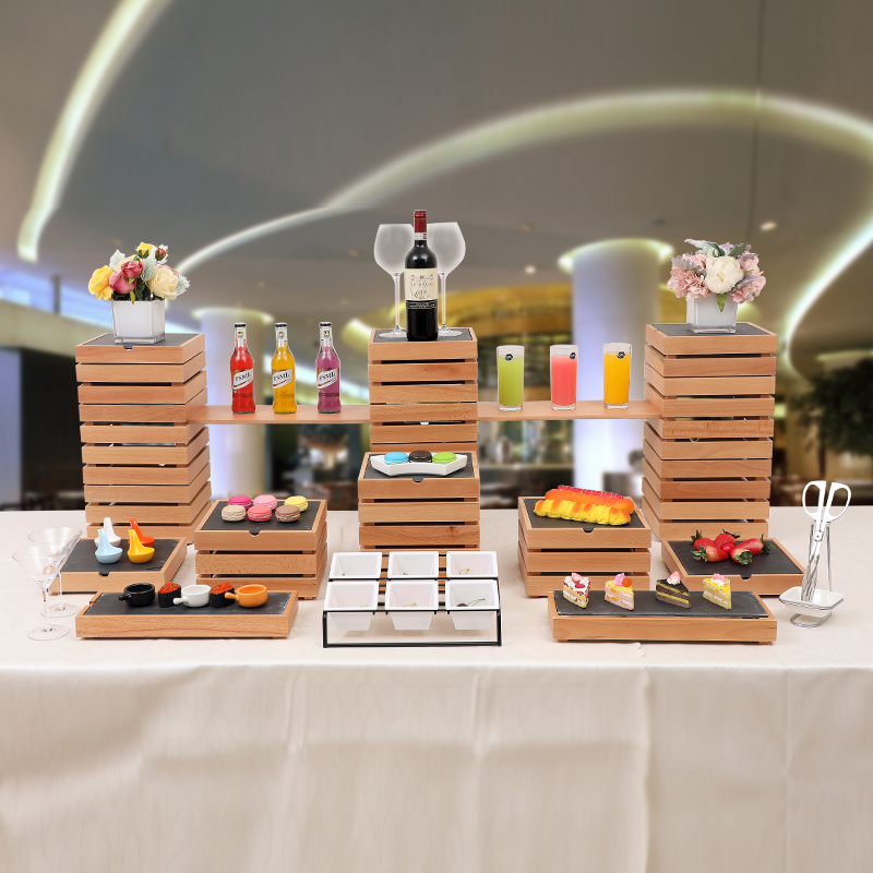 Buffet Log Show Shelf Tea Hysteria Shelf Cold Dining Sushi Pastry Fruit Pan Dessert Table Banquet Conference Swing