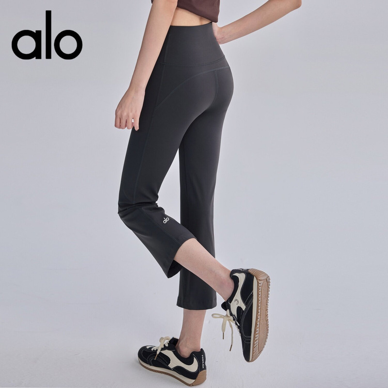 Aio High-Waisted Flared Yoga Pants for Women, Slim Fit, Butt-Lifting, Tummy Control, 7/8 Length Fitness Leggings, High Elasticity, Summer Workout Pants