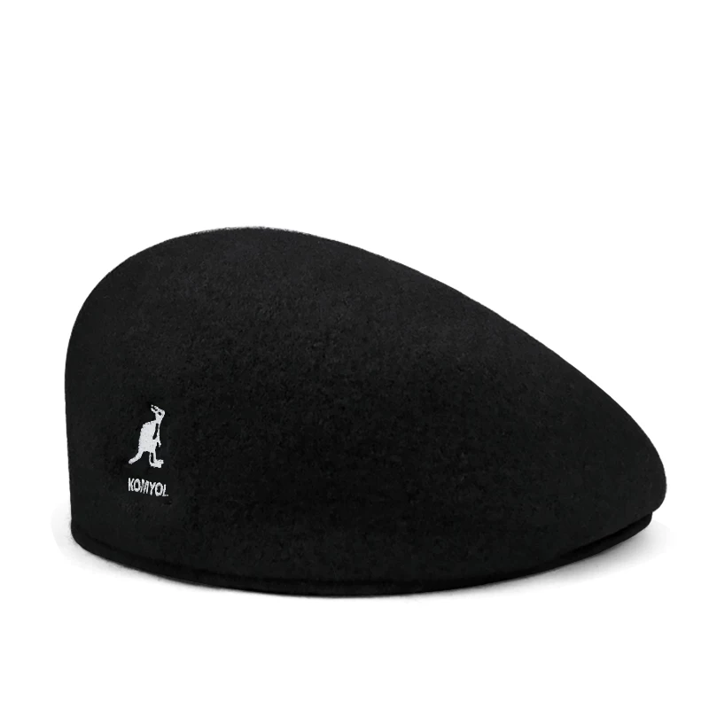 Kangaroo, men's demi-season beret, autumn hat, black cap