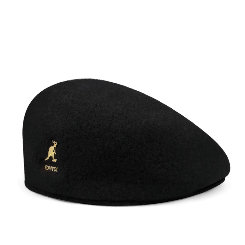 Kangaroo, men's demi-season beret, autumn hat, black cap