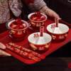 Change the toast tea cup wedding suit a pair of cover bowls and chopsticks red festive bowl dowry tea set wedding toast cup