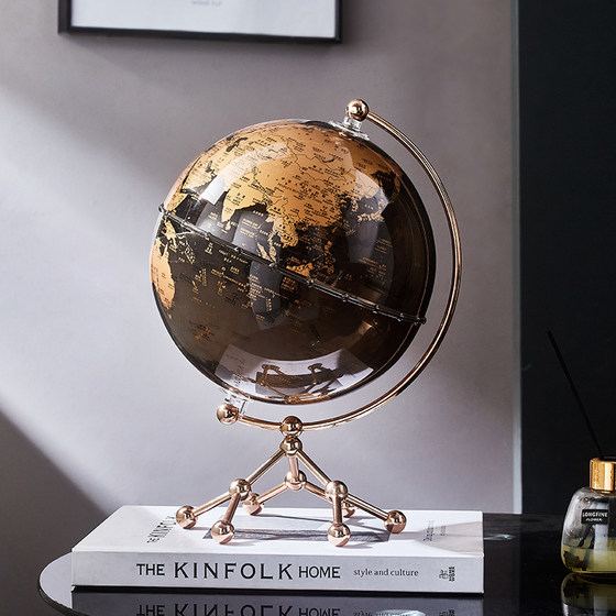 复古地球仪摆件轻奢高档客厅书房书柜办公室电视柜酒柜家居装饰品