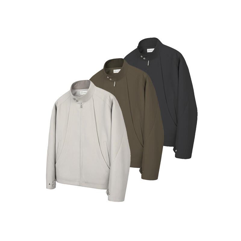 Reverreact Harrington Bomber Jacket Short Wide Coat Stand Collar Casual Cleanfit Loose Canvas Autumn Winter