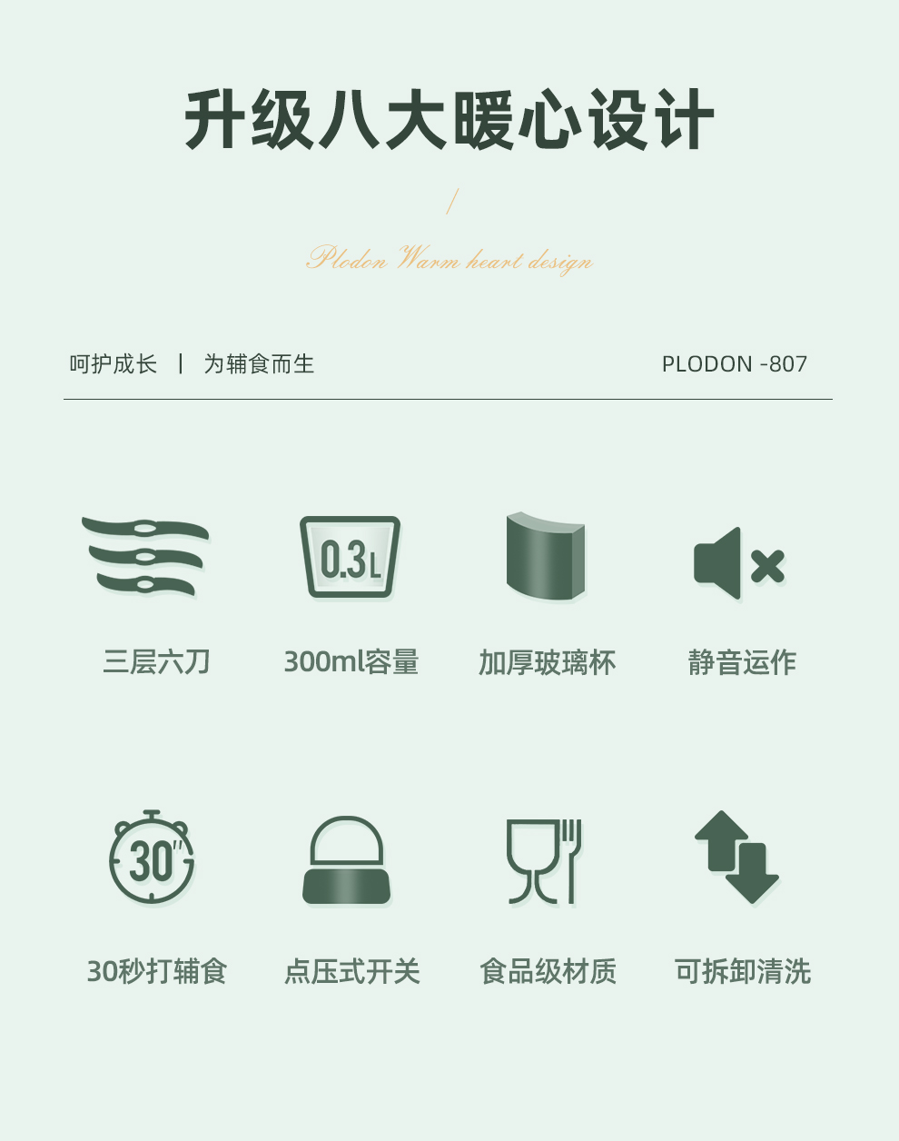 美国 plodon 浦利顿 辅食机搅拌机 0.3L 图1