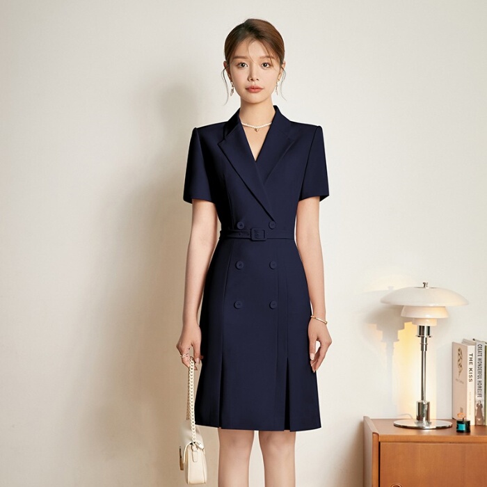 High-End Professional Dress, Summer Fashion Short-Sleeved Jewelry Store Workwear Suit, Feminine Hotel Sales Department Work Uniform