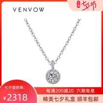 VENVOW Jewelry 18K WHITE gold DIAMOND NECKLACE FEMALE CLAVICLE CHAIN GROUP set WITH REAL DIAMOND PENDANT BIRTHDAY GIFT