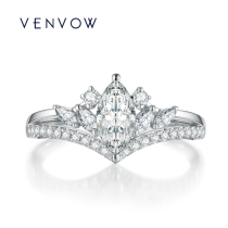 VENVOW Jewelry Jasmine 60 points diamond crown ring female custom 18K white gold proposal wedding diamond ring