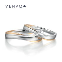 VENVOW couple ring male and female 18k two-color gold and diamond wedding ring engagement ring niche