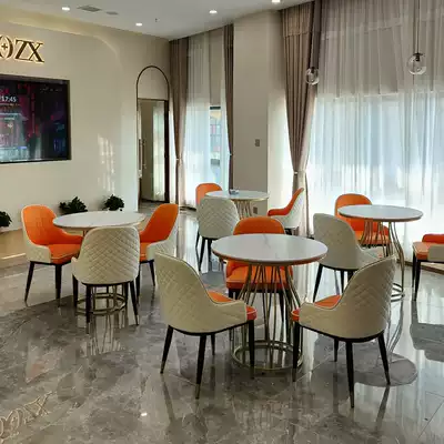 Negotiating tables and chairs, light luxury, simple modern negotiation sample House, exhibition center, reception hall, small round table, table, four chairs