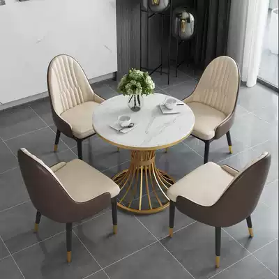 Simple Nordic luxury modern sample House exhibition center hotel negotiation table four chair reception fair table chair combination
