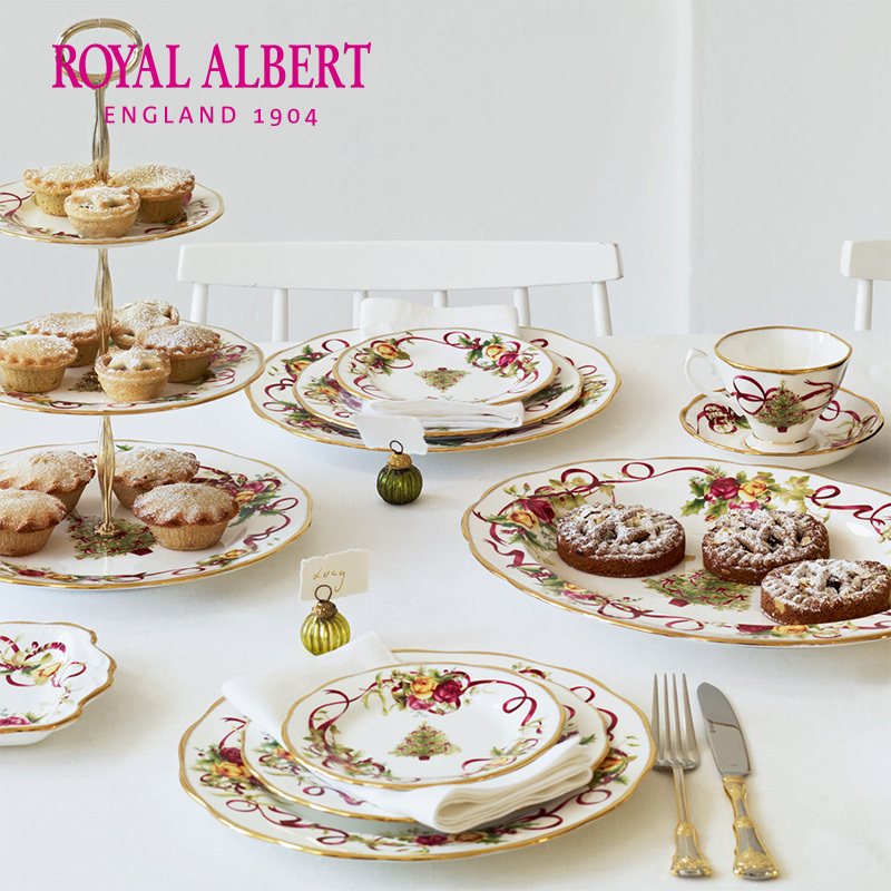 Royal Albert Old Town Rose Christmas Series Bone China Dinner Plate Dessert Plate European Style Royal Albert Old Town Rose Christmas Series Bone China Dinner Plate Dessert Plate European Style