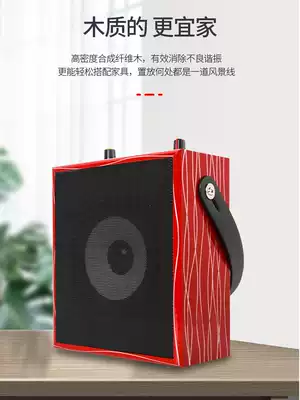 Portable wooden outdoor square dance wireless Bluetooth speaker with K song microphone recording collection broadcast Mobile phone small audio large volume super large high quality portable home 3d surround sound