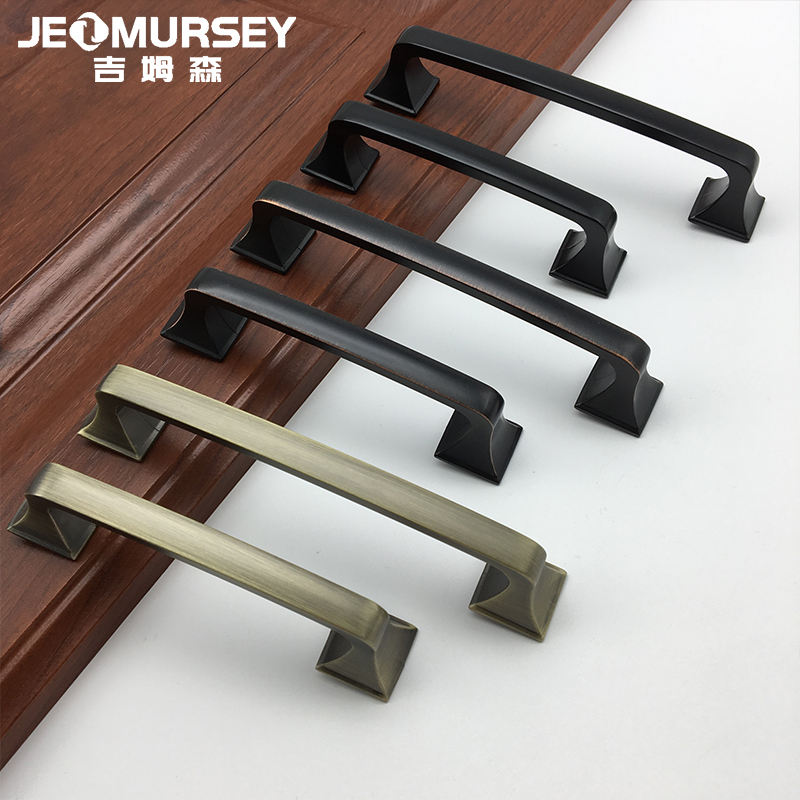 Cabinet door handle European style black wardrobe cabinet handle simple drawer handle American style cabinet exposed small handle