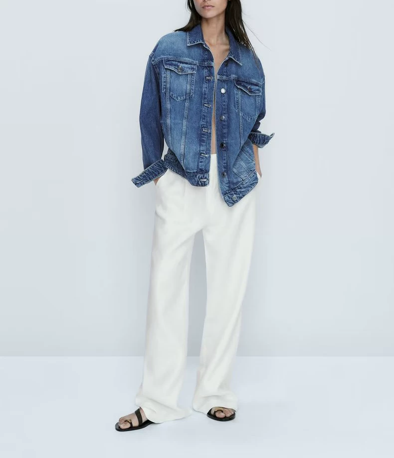 Женская куртка из денима MD 2024 новый стиль лацкан однобортная slim fit модный дизайн 6736577