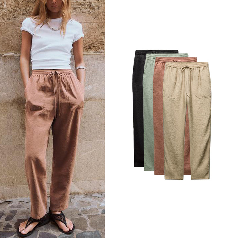 2025 Autumn New Women's Casual Straight Long Pants Draped Ankle-Length Pants 4391470 6929470