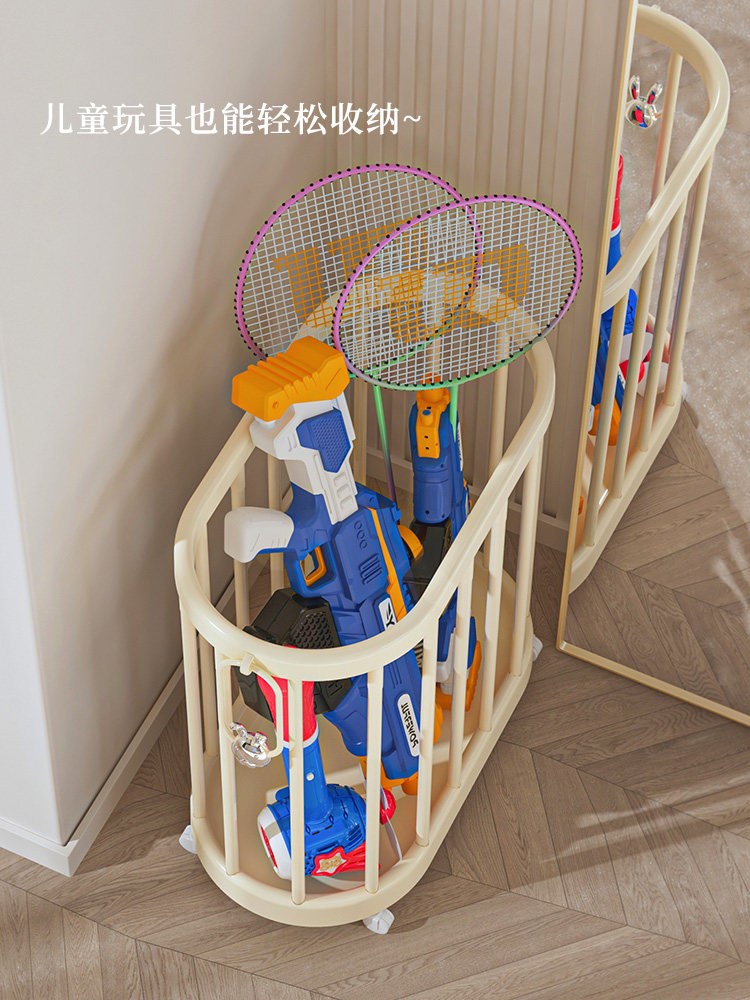 Yoga Mat Storage Basket with Wheels for Home Use, Sports Equipment Organizer for Badminton Rackets, Fitness Equipment Storage Rack