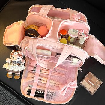 Cosmetic Bag, Large Capacity, Portable Partitioned Toiletry Bag, New Style, Portable Travel Lipstick and Skin Care Product Storage Bag