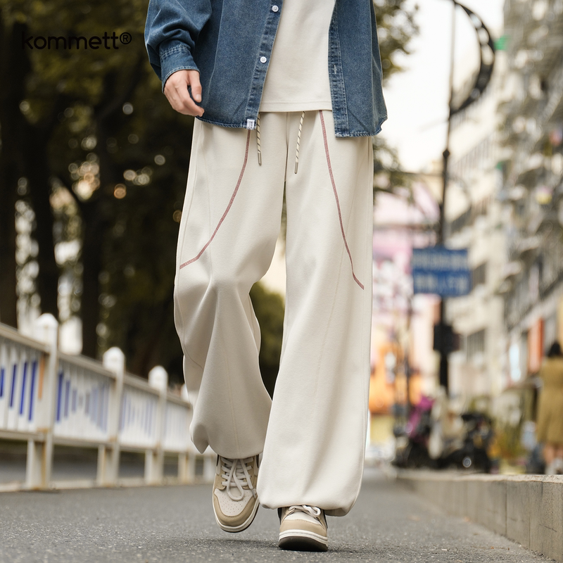 Kommet American Hasselblad Style Color-Blocked Sports Sweatpants for Men, Spring Straight-Leg Versatile Loose Casual Scimitar Pants