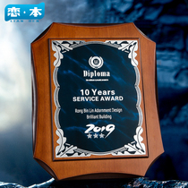  Gold foil honor card medal authorization card custom plaque certificate agent to join the dealer Metal solid wood medal custom