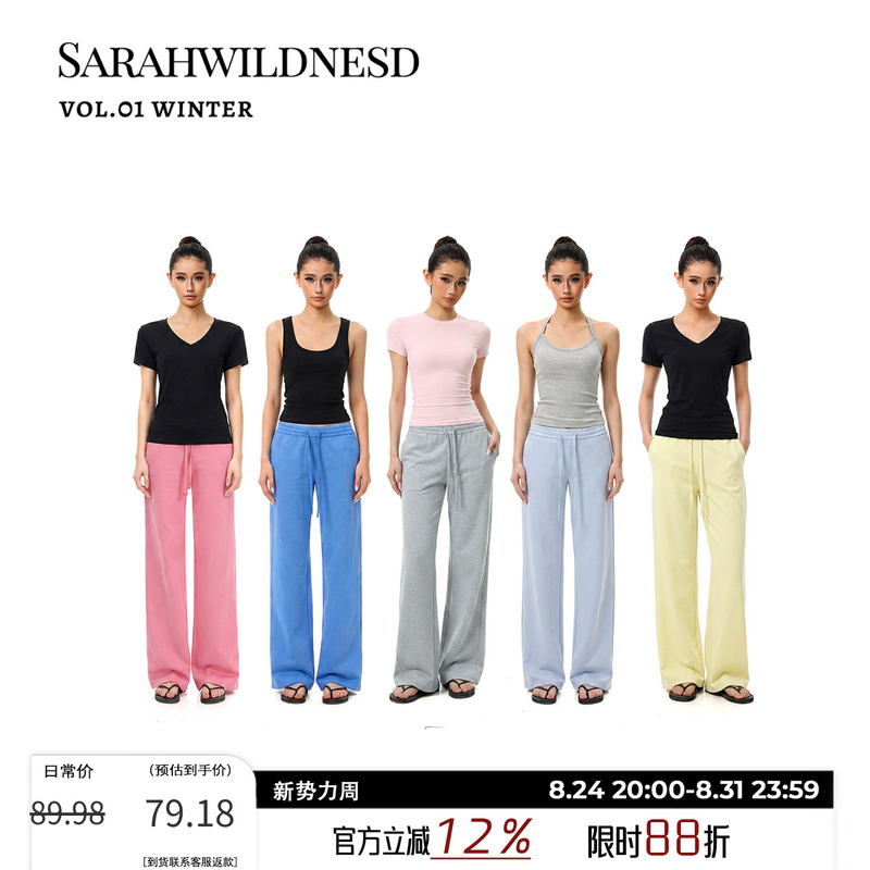 Sarahwildnesd American-Style Low-Waist Casual Sweatpants for Women, Autumn and Winter Blue Straight-Leg Wide-Leg Loose Sports Pants Sarahwildnesd American-Style Low-Waist Casual Sweatpants for Women, Autumn and Winter Blue Straight-Leg Wide-Leg Loose Sports Pants
