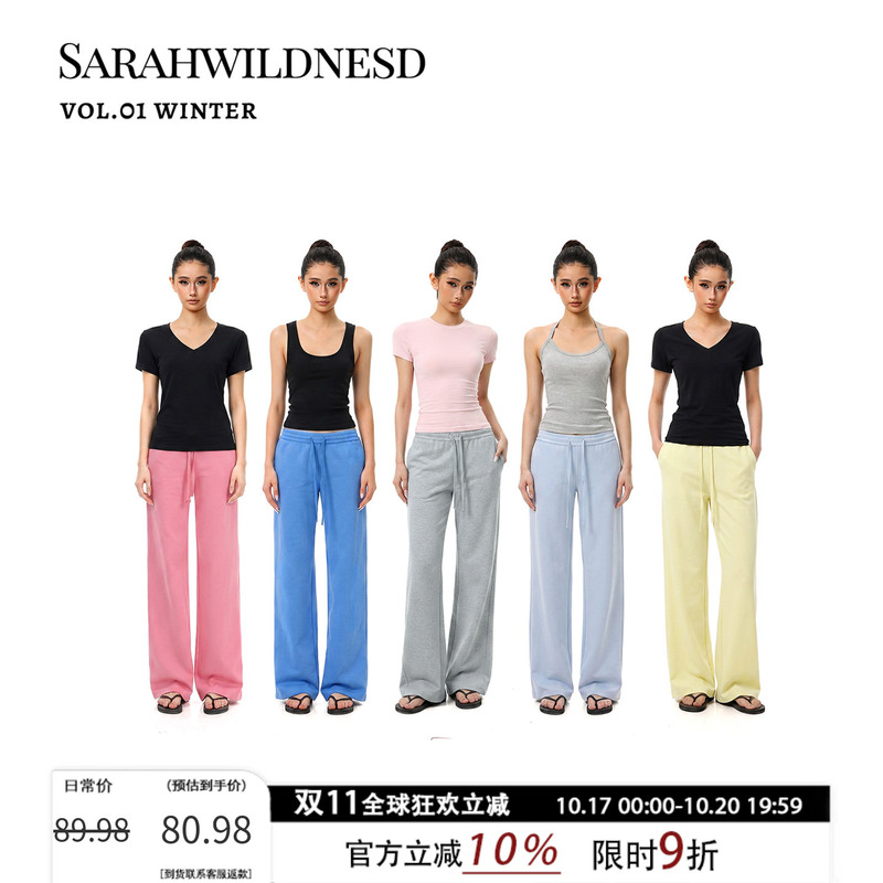 Sarahwildnesd American-Style Low-Waist Casual Sweatpants for Women, Autumn and Winter Blue Straight-Leg Wide-Leg Loose Sports Pants Sarahwildnesd American-Style Low-Waist Casual Sweatpants for Women, Autumn and Winter Blue Straight-Leg Wide-Leg Loose Sports Pants