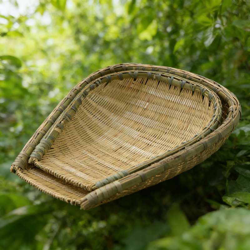 Traditional Handmade Bamboo Woven Baskets for Washing Rice and Vegetables, Suitable for Home and Commercial Use
