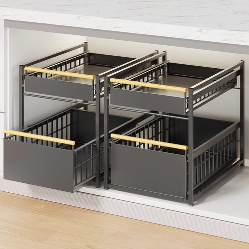 Выдвижная полка для хранения кухонной раковины, двухъярусный шкаф, внутренняя многослойная полка, различные предметы, корзина для мисок и тарелок.