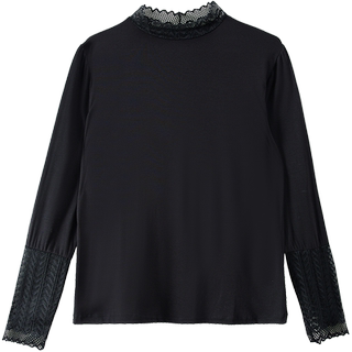 蕾丝半高领打底衫女春秋内搭薄款2025新款长袖修身t恤上衣洋气潮