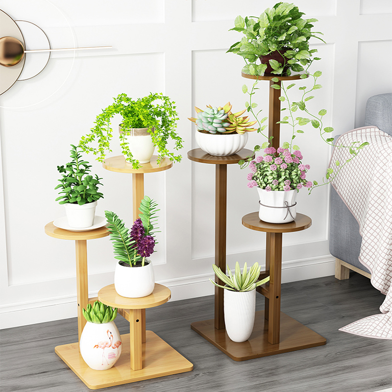 Flower shelf indoor living room rack multi-layer floor-to-ceiling gold kudzu orchid pot rack bamboo balcony succulent climbing rattan rack