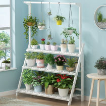 Multi-meat shelf Indoor small solid wood floating window sill Balcony Multilayer Living-room Indoor Small Flower Shelf Flower Pot shelving shelf