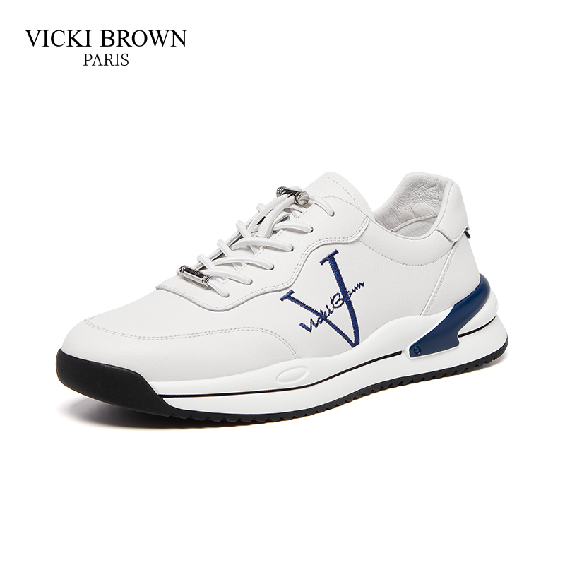 Vicki Brown Light Luxury Men's Shoes, Sports Casual Shoes, Men's Height-Increasing White Shoes, New Sneakers with Thick Soles