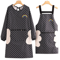 Fashion eco-friendly waterproof apron kitchen Home anti-oil cooking Waistcoat Long Sleeve Hood Coat Woman New Work Clothes