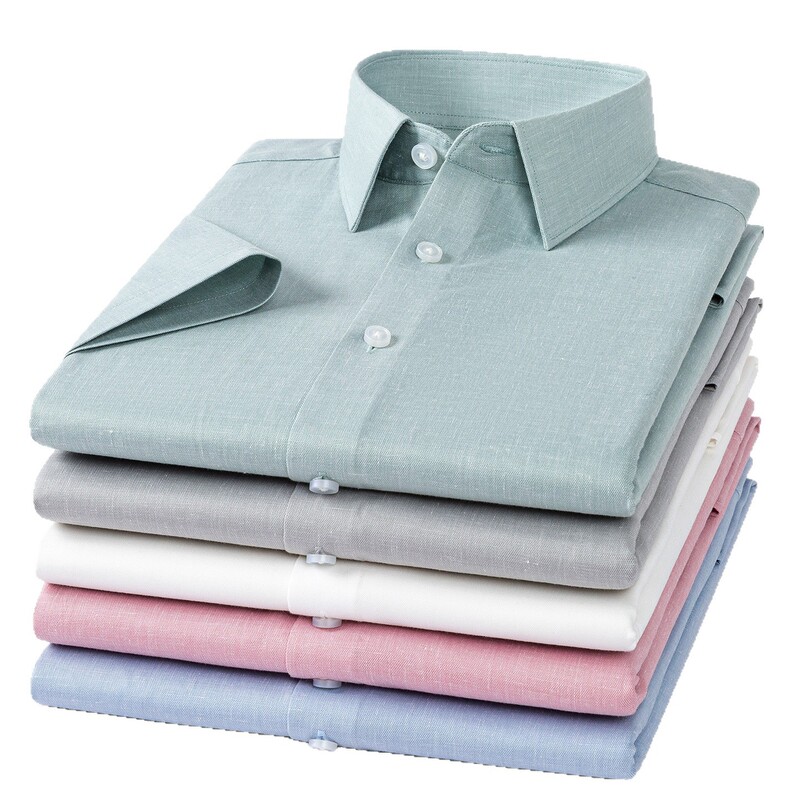 Guangdong Puning Men's Shirt, Tencel Cotton Linen Solid Color Short-Sleeved Shirt, Summer Casual Business Breathable Cool Shirt Guangdong Puning Men's Shirt, Tencel Cotton Linen Solid Color Short-Sleeved Shirt, Summer Casual Business Breathable Cool Shirt