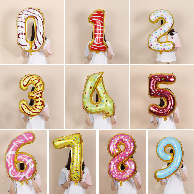 Ice Cream Digital Aluminum Film Balloon Birthday Scene for Baby Children 1 year old Cartoon Atmosphere Background Decoration