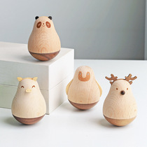 Cute desktop animal tumbler ornaments wooden desk ornaments decompression creative toys men and women birthday gifts