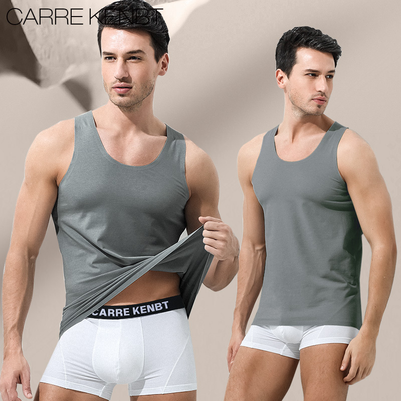 Carrekenbt Men's Undershirt Summer Thin Seamless Cotton Sports Tank Top Base Layer Vest