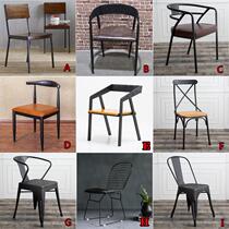 loft American dining chair simple backrest home restaurant American modern iron dining table office chair stool