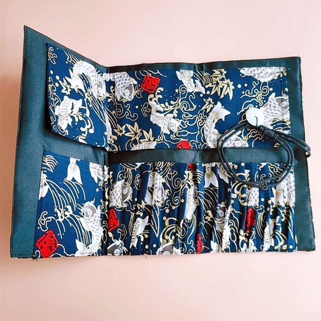 Charm and wind series makeup brush portable storage bag storage roll bag retro Chinese style 13-hole large-capacity brush bag