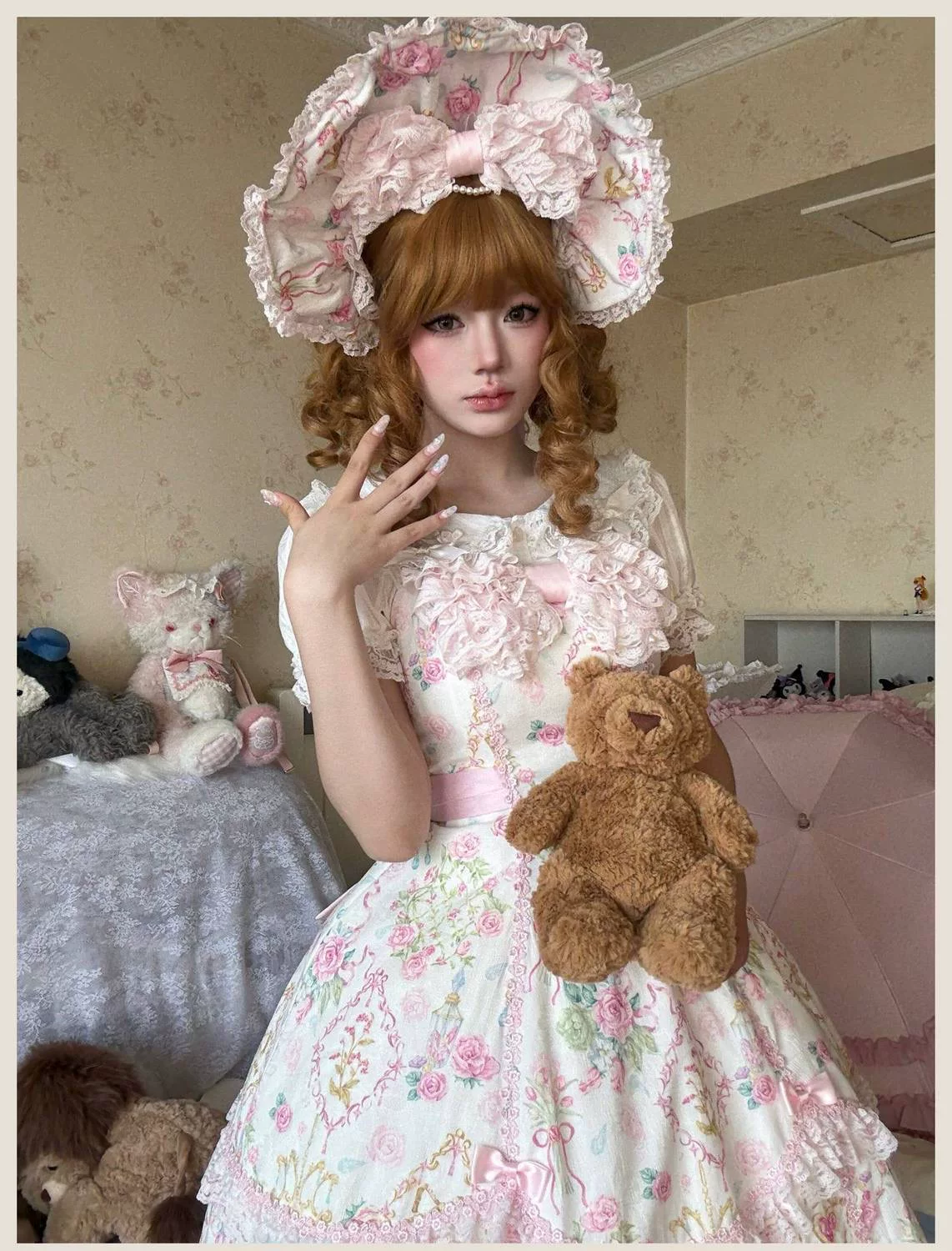Хлопковая кружевная милая рубашка, стиль Лолита, puff sleeves