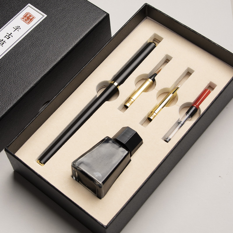 Semi-ancient Grass Hall pen style Brush Wolf millennials Professional Level suit beginners Soft pen Pen Brush Hook pen slim gold body Transcript pen bring own ink portable special practice Water brush pen