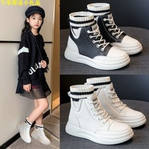 2020 new Childrens Martin boots Girls two cotton shoes plus velvet British middle and large childrens foreign style leather boots childrens boots