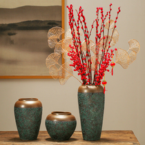 New Chinese ceramic Silver Willow plum winter green flower arrangement special Vase ornaments porch living room TV cabinet Interior decoration
