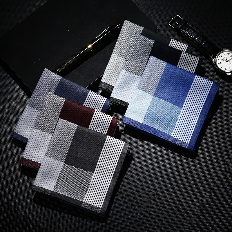 Men's small square towel handkerchief pure cotton striped square full cotton old sweating nostalgic sweating classic handkerchief