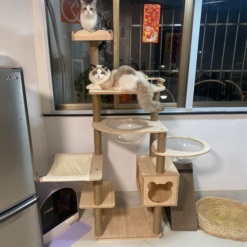Capino solid wood cat climbing frame cat litter sisal cat tree one large cat jumping platform cat villa space capsule exit