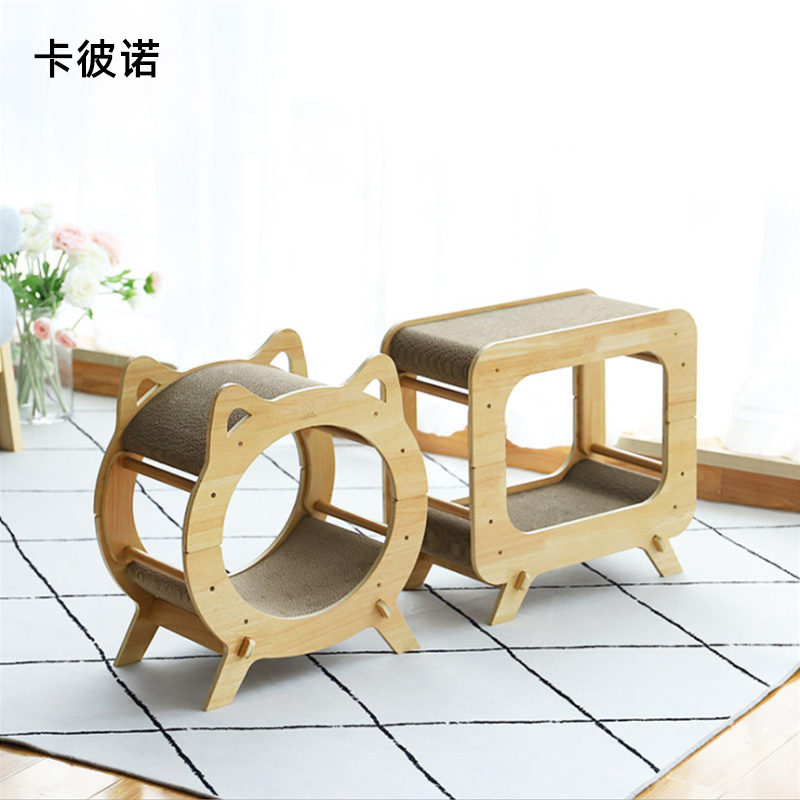 Cat scratching board claw grinder cat claw board nest TV shape vertical solid wood wear-resistant corrugated paper multi-functional cat supplies