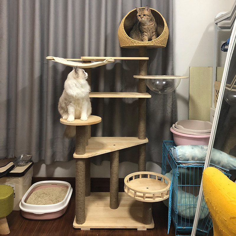 Capino Cat Climb a large multi-storey solid wooden cat nest and tree one-size-fits-pocket cat grab toy capsule